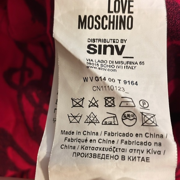 LOVE MOSCHINO Jabot Music Notes Printed Dress, Fuchsia Sz. 10 - Picture 10 of 10